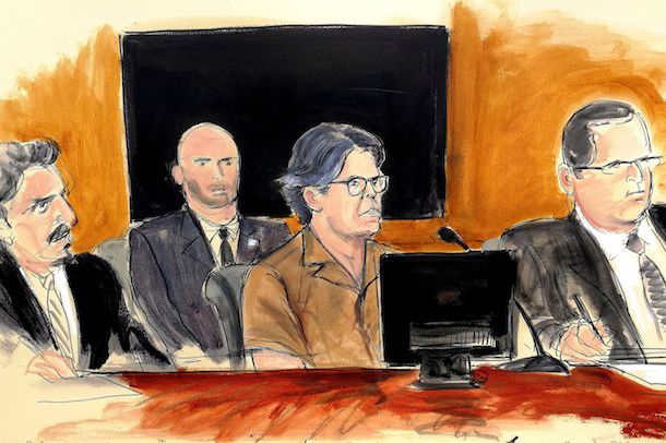 A courtroom sketch of Keith Raniere.
